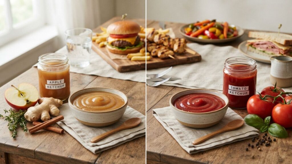 Apple and tomato ketchup comparison