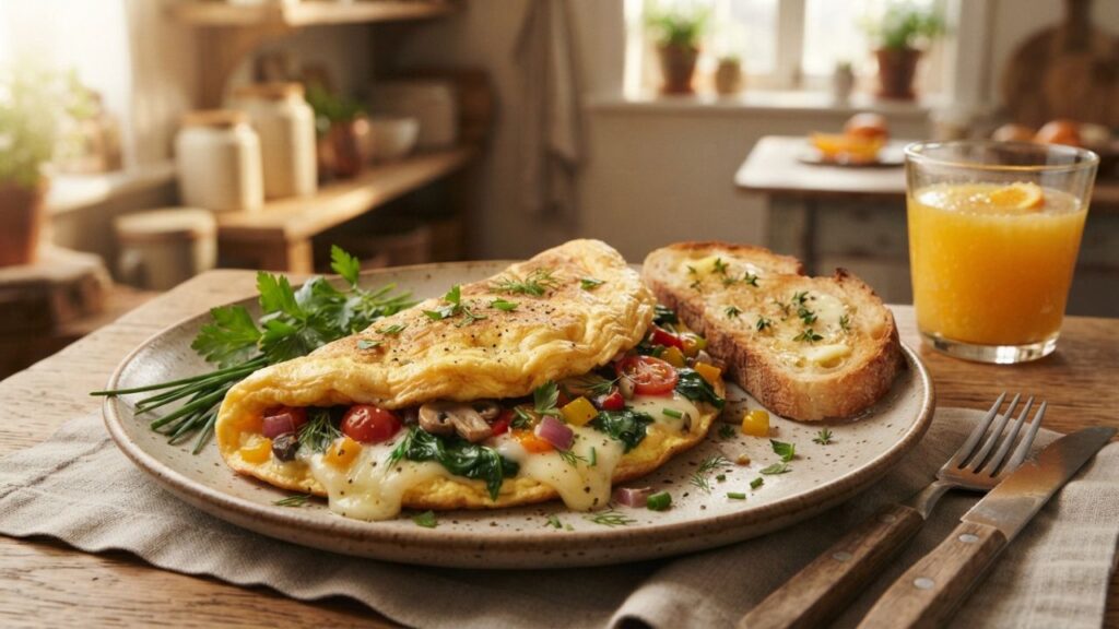 Cheese herb omelet