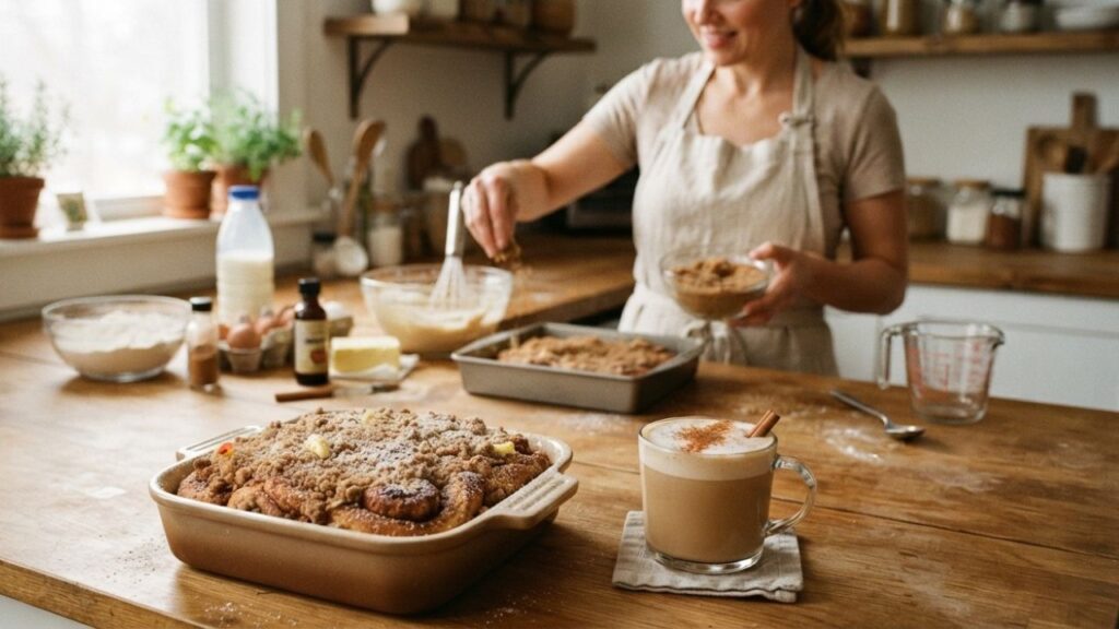 Cinnamon cake with coffee