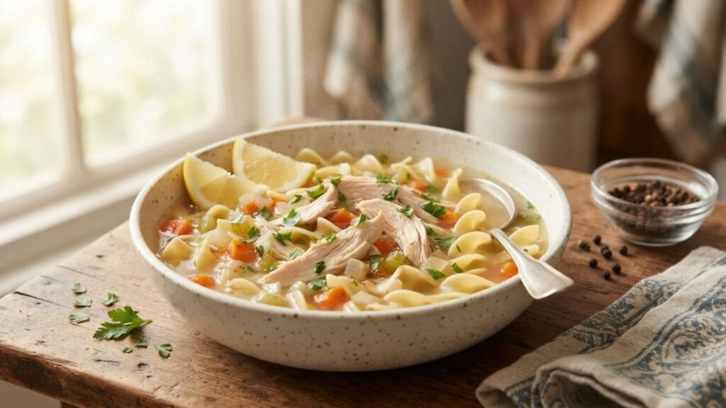 Classic low-sodium chicken noodles