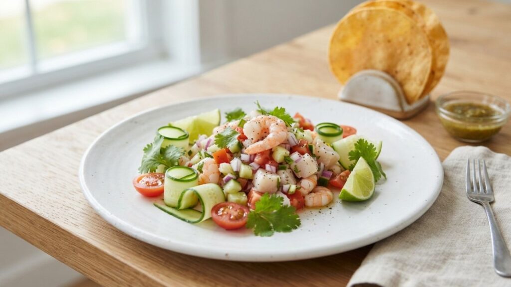 _Cucumber tomato ceviche mixto
