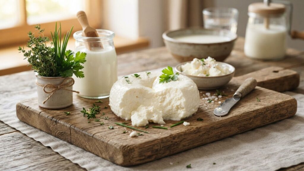 Fresh unsalted raw cheese