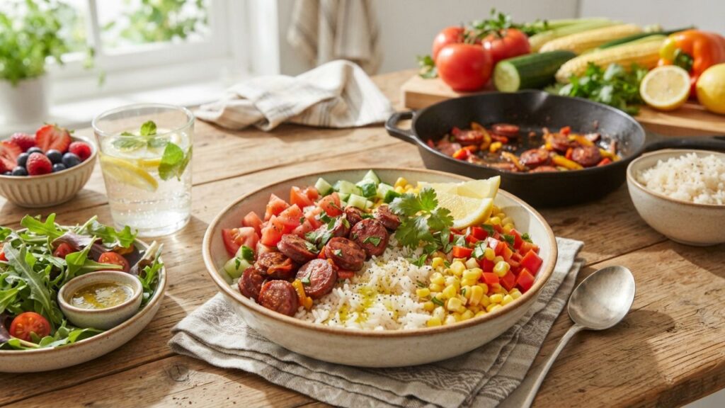 Goldmeat Calabresa summer rice bowl