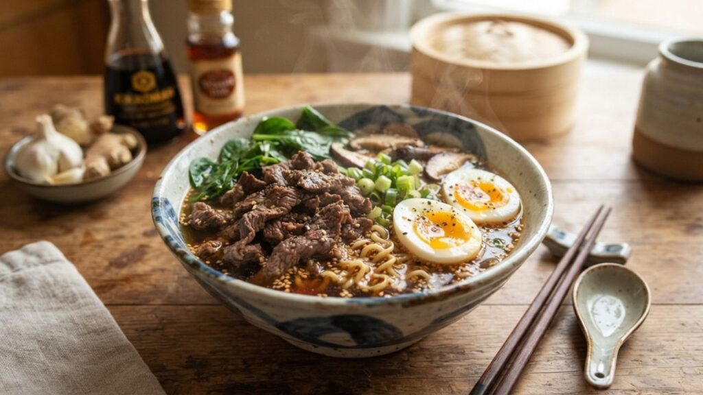 Japanese beef ramen bowl