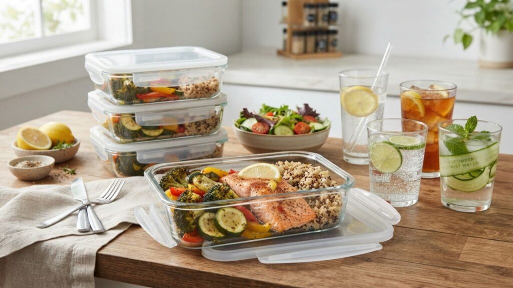 Salmon roasted vegetable meal