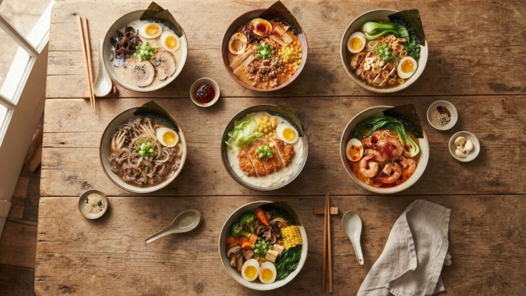 Seven ramen recipe bowls