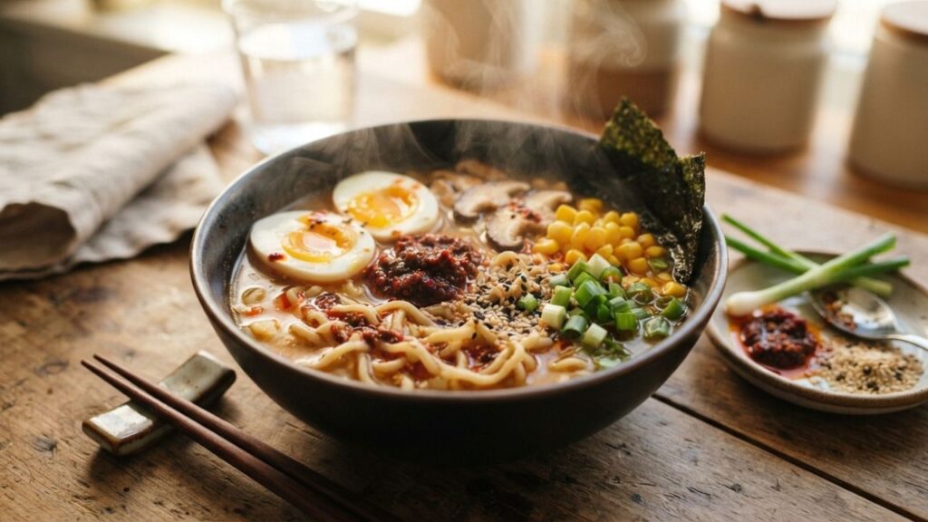 Spicy miso ramen bowl