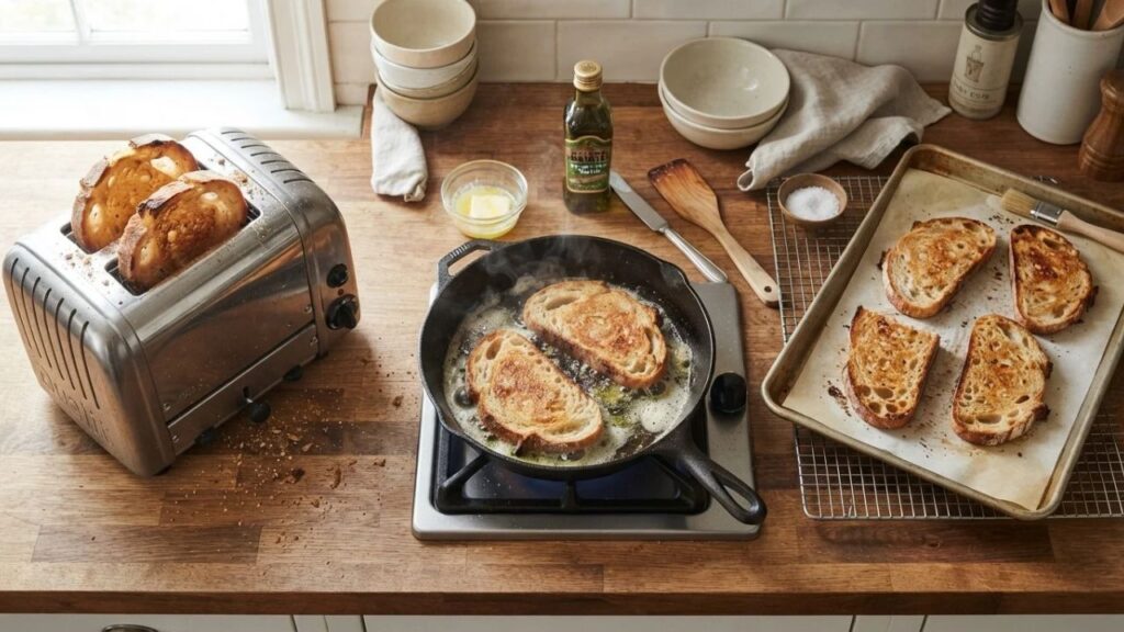 Toasting sourdough bread methods