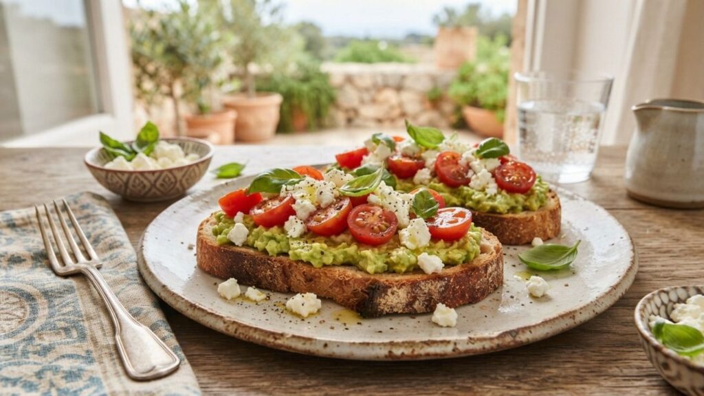 Tomato feta avocado toast