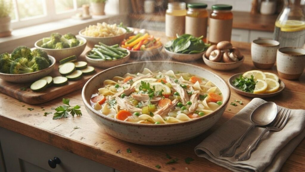 _Vegetable chicken noodle bowl