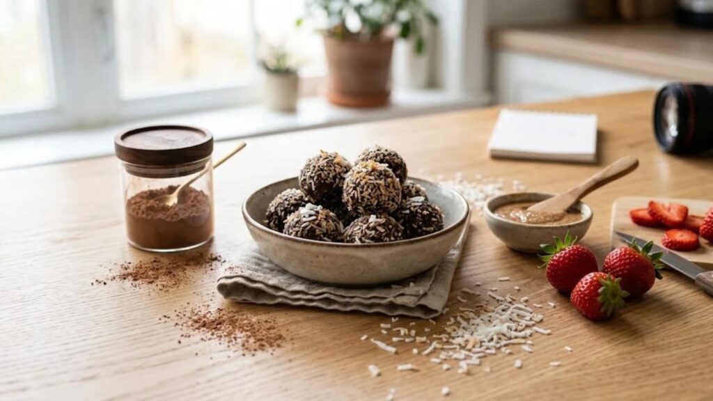 Chocolate coconut protein balls