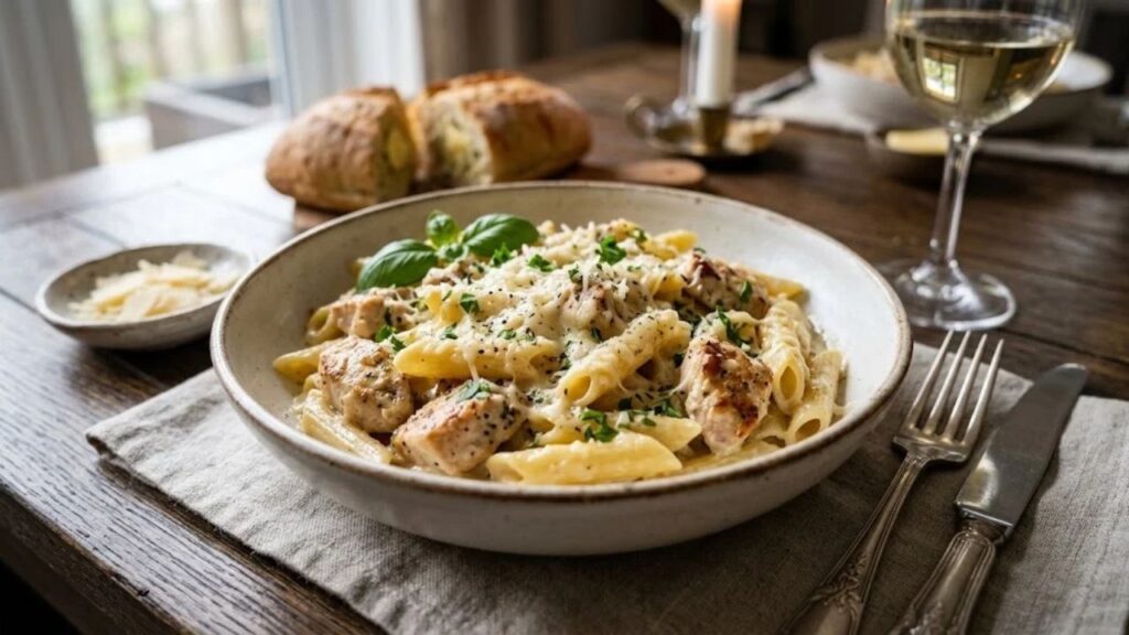Creamy garlic Parmesan pasta