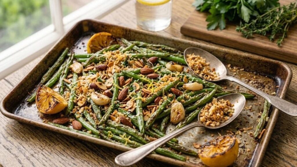 Crispy roasted green beans