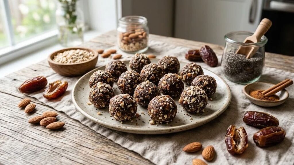 Date almond protein balls