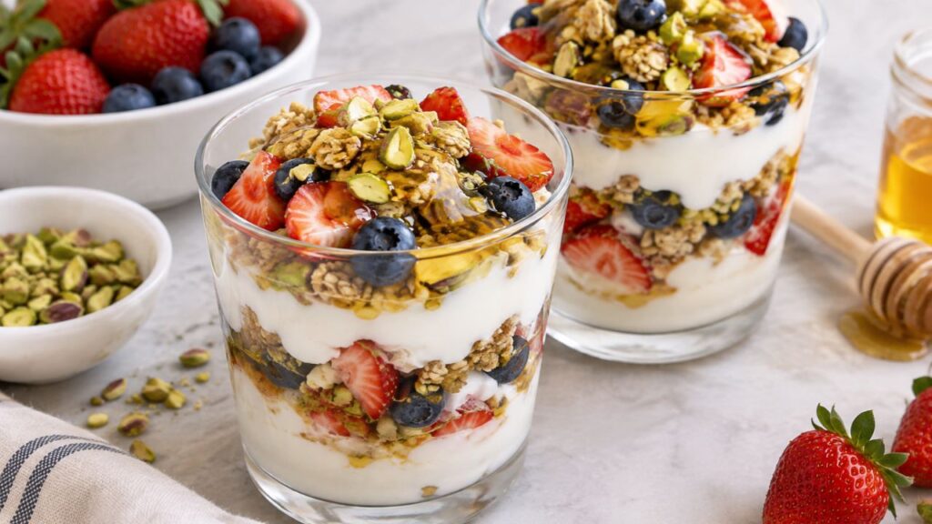 Honey pistachio yogurt cups