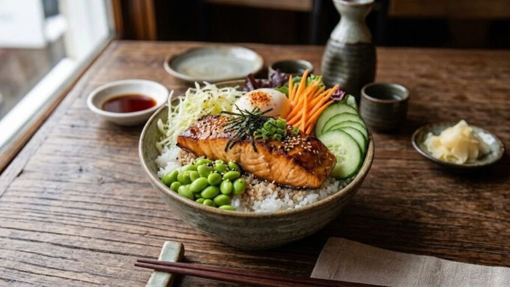 Miso salmon izakaya bowl