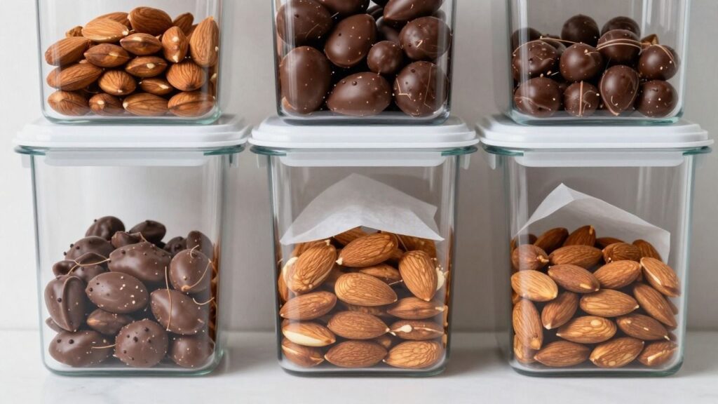storing dark chocolate almonds