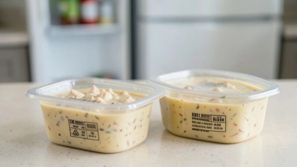 Storing creamy chicken soup